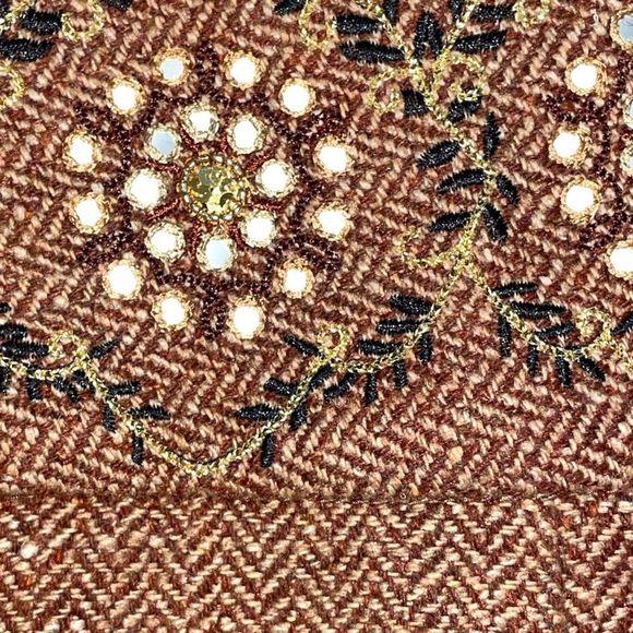 NWT Ann Taylor brown pleated a-line skirt w embroidered waist size 8 - Picture 2 of 8